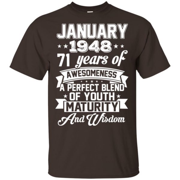 Vintage Awesome January 1948 71st Birthday Gift T-Shirts, Hoodie, Tank ...