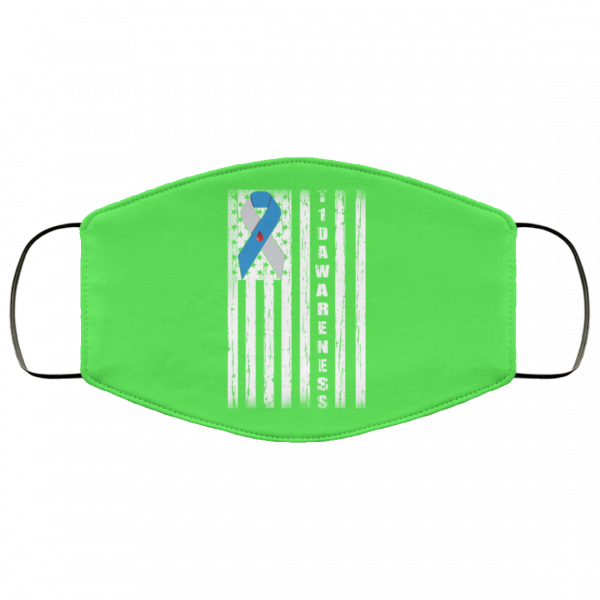 Type 1 Diabetes Awareness Support T1D Flag Ribbon Face Mask 3