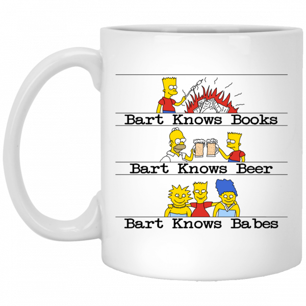 Bart Knows Books Bart Knows Beer Bart Knows Babes The Simpsons Mug 3